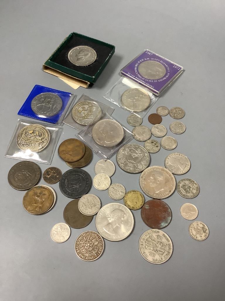 Assorted crowns and other coins